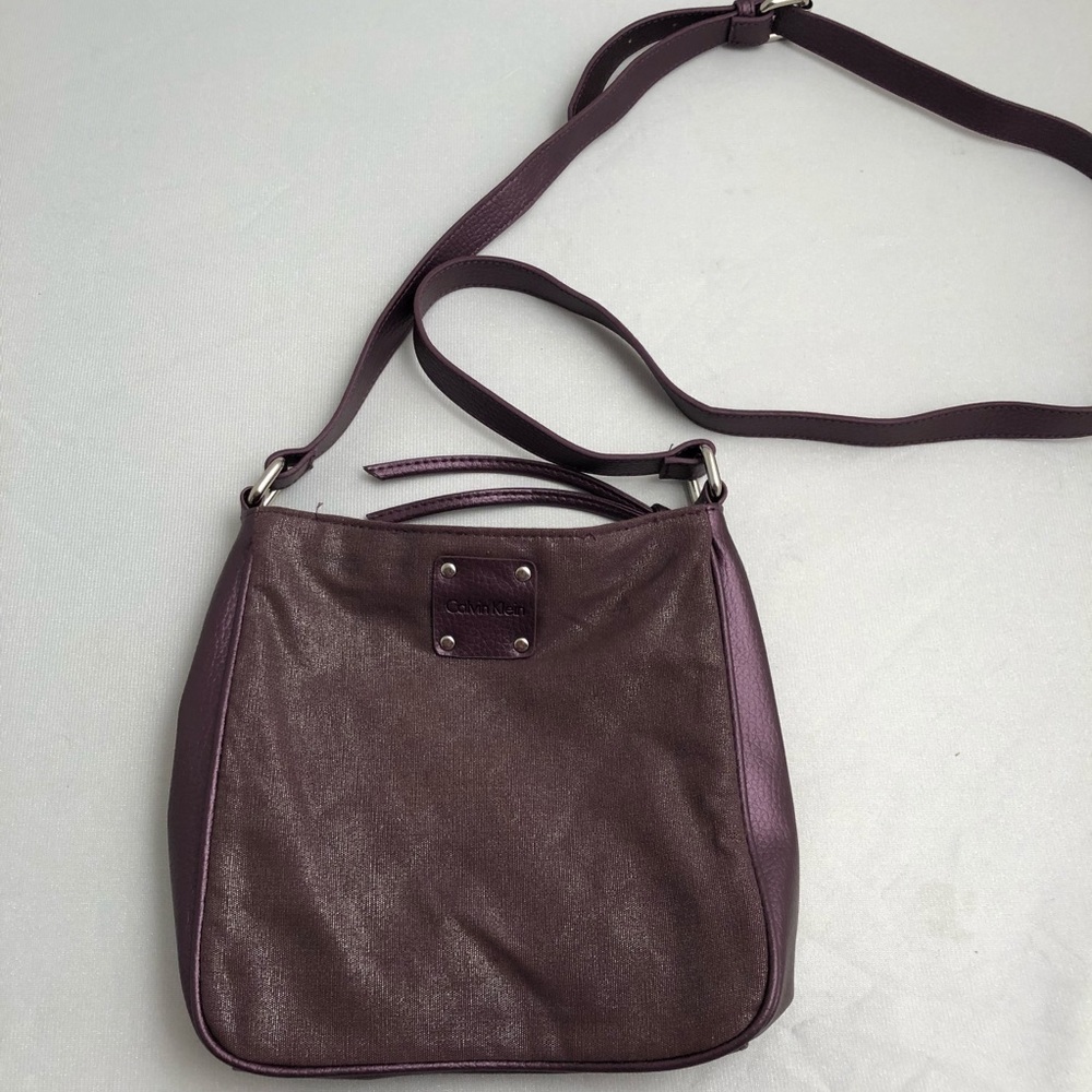 Calvin Klein soft metallic purple crossbody bag